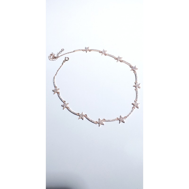 YILDIZLI CHOKER KOLYE ROSE RENK 